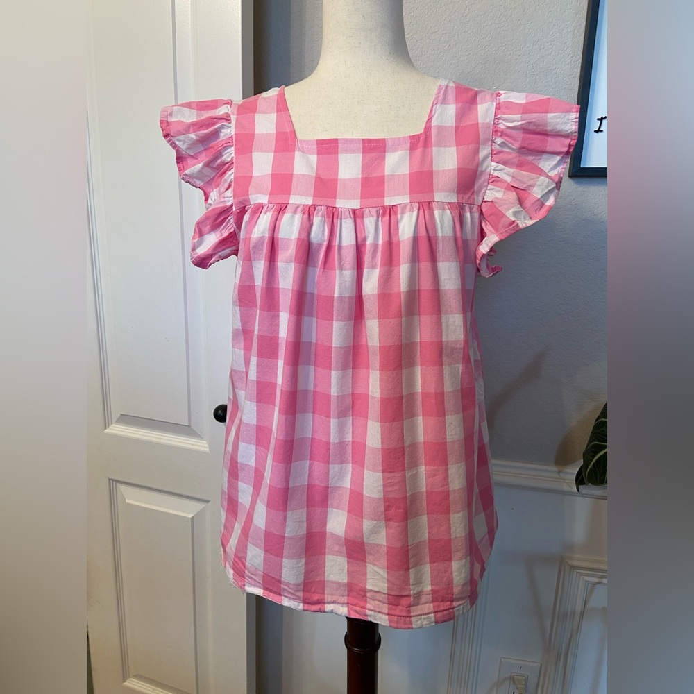 Classic Whimsy Pink and White Gingham Blouse size Medium Large